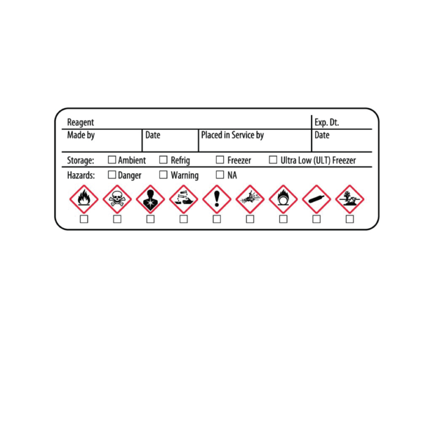 Nevs GHS Label - Reagent Exp Dt Made by Date 1-1/8" x 3" GHS-0006